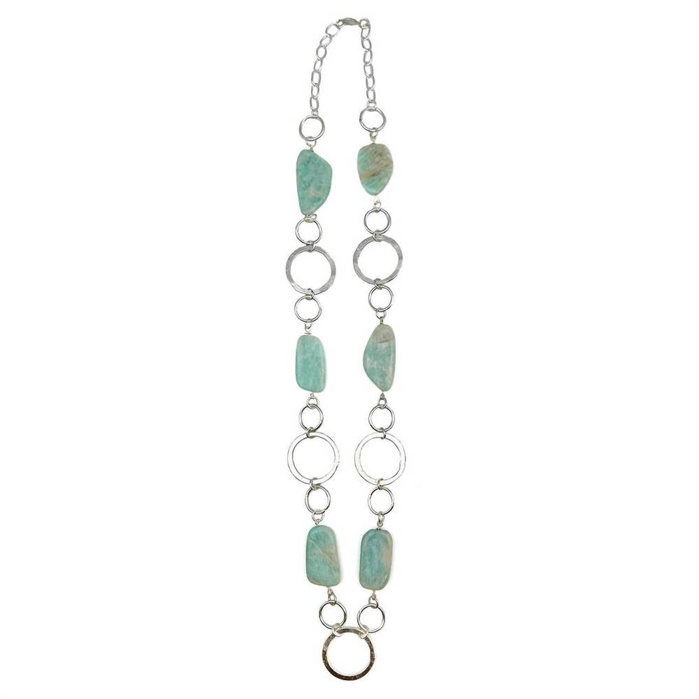 NEW ANJU women's amazonite necklace and earring ensemble set in silver